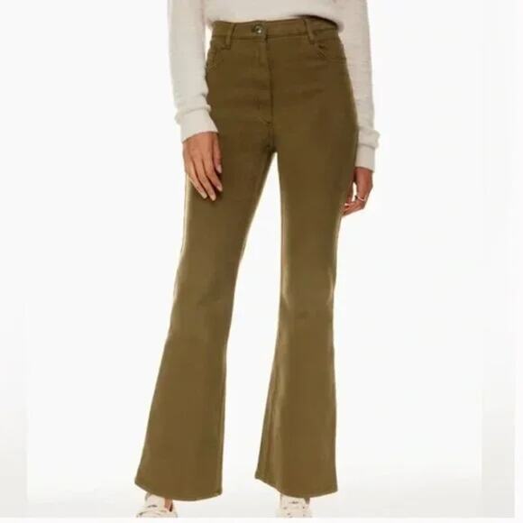 Aritzia Pants - Aritzia Wilfred Free Olive Green Brown Twostep High Rise Flared Pants Size 8